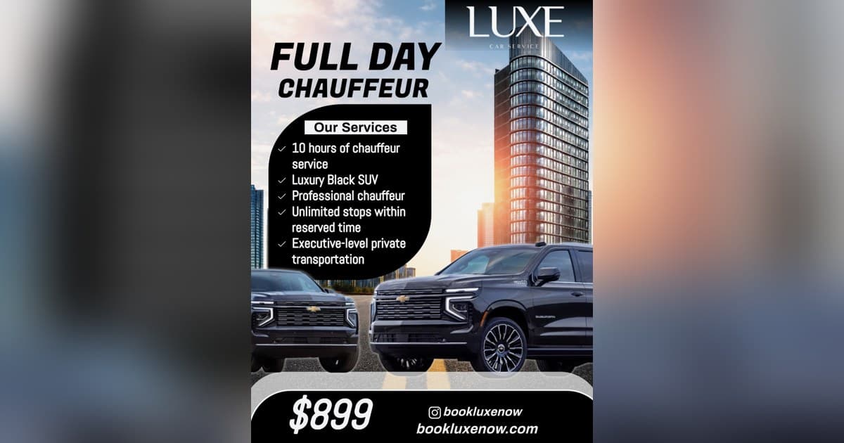 Luxe Car Service Launches Full-Day Chauffeur Package at $899 for Massachusetts Corporate Clients